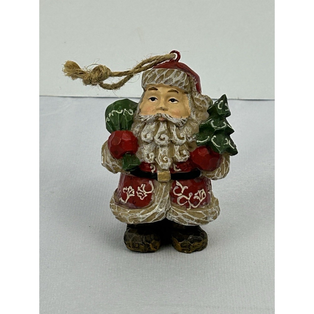 Vintage Style Santa Claus Ornament Resin Rustic Christmas Cottagecore Decor 4"